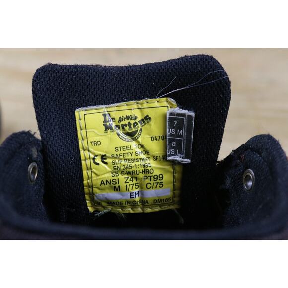 Dr Doc Martens Boots Mens 7 Brown Leather Steel Toe Safety Ankle Womens 9 - Picture 5 of 10